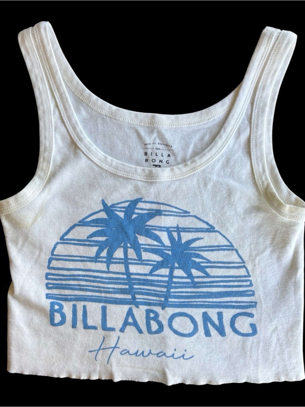 Hawaii exclusive Billabong White Tank w/ Blue Palm Tree Graphic